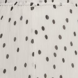 Pre Owned Ganni White Polka Dot Print Chiffon Plisse Midi Skirt S