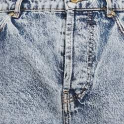 Pre Owned Ganni  Blue Printed Denim Straight Leg Jeans M Waist 30"