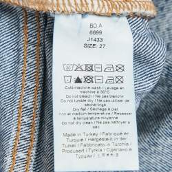Pre Owned Ganni  Blue Printed Denim Straight Leg Jeans M Waist 30"