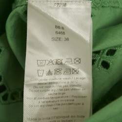 Pre Owned Ganni Green Broderie Anglaise Cotton Midi Dress S 