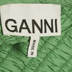 Pre Owned Ganni Green Broderie Anglaise Cotton Midi Dress S 