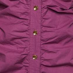 Pre Owned Ganni Purple Wine Cotton Ruched Midi Dress M