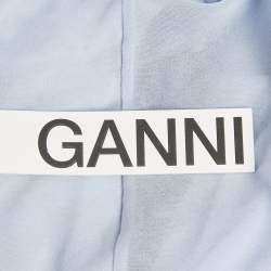 Pre Owned Ganni Light Blue Floral Print Mesh Wrap Around Midi Dress S