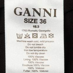 Pre Owned Ganni Black Polka Dot Floral Printed Chiffon Mini Dress S