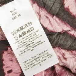 Pre Owned Ganni Pink /Black Zebra Print Crepe Ruched Midi Dress L
