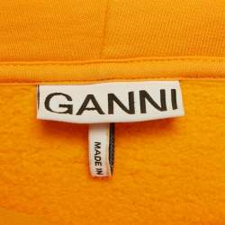Pre Owned Ganni Orange Logo Embroidered Cotton Hoodie and Sweatpants Set S/M