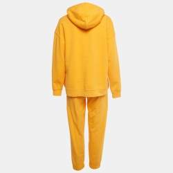 Pre Owned Ganni Orange Logo Embroidered Cotton Hoodie and Sweatpants Set S/M