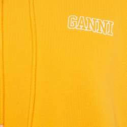 Pre Owned Ganni Orange Logo Embroidered Cotton Hoodie and Sweatpants Set S/M