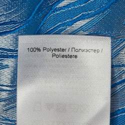 Pre Owned Ganni Blue /Silver Jacquard Wrap Mini Dress M 