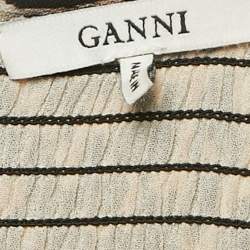 Pre Owned Ganni Brown/Black Animal Print Crepe Midi Dress L