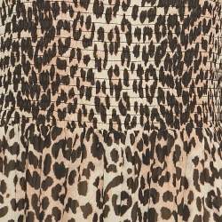Pre Owned Ganni Brown/Black Animal Print Crepe Midi Dress L