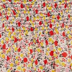 Pre Owned Ganni White Floral Print Crepe Mini Dress L