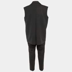 Pre Owned Ganni Grey Patterned Crepe Vest & Pants Suit XXS/XS/L