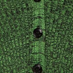 Pre Owned غانى سترة خضراء محبوكة بأزرار أمامية صغيرة جداً