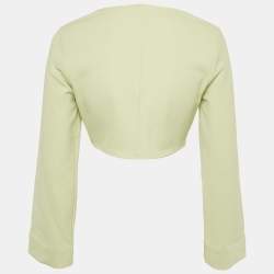 Pre Owned غاني كارديغان قصير محبوك بتمدد أخضر نعناعي صغير جدًا