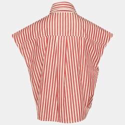 مملوكة مسبقًا Ganni Red Striped Cotton Oversized Sleeveless Shirt S