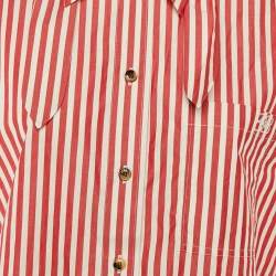 مملوكة مسبقًا Ganni Red Striped Cotton Oversized Sleeveless Shirt S