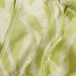 Pre Owned Ganni Green Zebra print Silk Puff Sleeve Dress XS