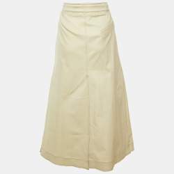 Pre Owned Ganni Beige Cotton Tie Up Detail Maxi Skirt L