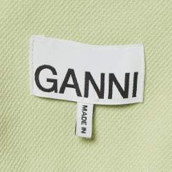 Pre Owned طقم بليزر وسروال جانى من التويل بلون أخضر فاتح مع ياقة مشرشرة مقاس صغير - سمول