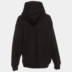 Pre Owned هودي بغطاء للرأس بإغلاق سحاب من القطن مع شعار مطرّز باللون الأسود جاني مقاس كبير - لارج