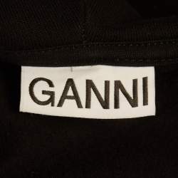 Pre Owned هودي بغطاء للرأس بإغلاق سحاب من القطن مع شعار مطرّز باللون الأسود جاني مقاس كبير - لارج