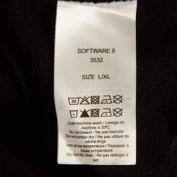 Pre Owned ه ودي بغطاء للرأس بإغلاق سحاب من القطن مع شعار مطرّز باللون الأسود جاني مقاس كبير - لارج