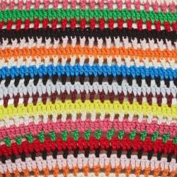 Pre Owned Ganni Multicolor Striped Crochet Frilled Crop Top XS