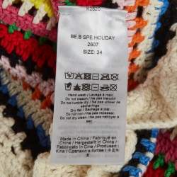 Pre Owned Ganni Multicolor Striped Crochet Frilled Crop Top XS