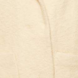 Pre Owned Ganni Cream Fleece Wool Double Breasted Coat L