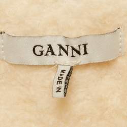 Pre Owned Ganni Cream Fleece Wool Double Breasted Coat L