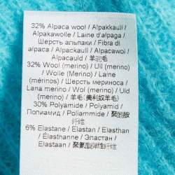 Pre Owned غانى سترة زرقاء سماوية محبوكة مضلعة مزينة كبيرة