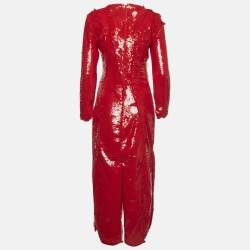 مملوكة مسبقًا فستان غاني كاتلاين بترتر أحمر ماكسي مقاس صغير