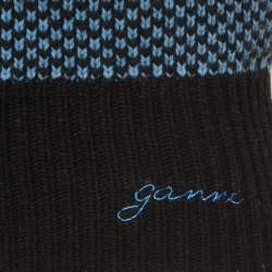 Pre Owned Ganni Blue/Black Rib Knit Sweater Vest XS