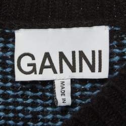 Pre Owned Ganni Blue/Black Rib Knit Sweater Vest XS