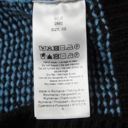 Pre Owned Ganni Blue/Black Rib Knit Sweater Vest XS