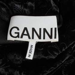 مملوكة مسبقًا قميص جاني أسود فيلور مطوي عند العنق مقاس صغير جداً (إكس سمول)