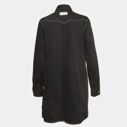Pre Owned Ganni Black Kress Soft Denim Button Down Shirt Dress L