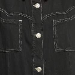Pre Owned Ganni Black Kress Soft Denim Button Down Shirt Dress L
