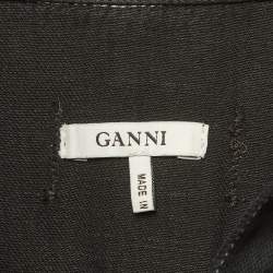 Pre Owned Ganni Black Kress Soft Denim Button Down Shirt Dress L