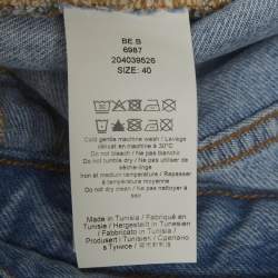 Pre Owned تنورة قصيرة جينز زرقاء بحزام من غاني مقاس كبير/محيط الخصر 32 بوصة