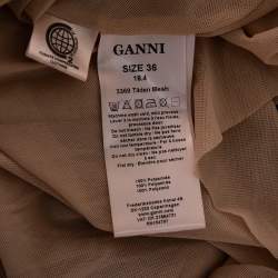 Pre Owned Ganni Brown Animal Leopard Print Mesh Maxi Dress M