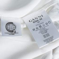 Ganni White Floral Printed Satin Cameron Blouse & Handkerchief Hem Skirt Set M