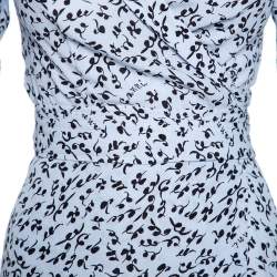 Pre Owned Ganni Blue Printed Crepe Wrap Dress S