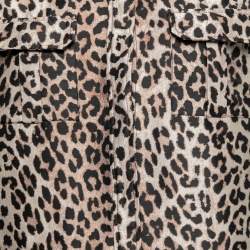 Pre Owned Ganni Beige & Black Leopard Jacquard Sleeveless Shirt Dress S 