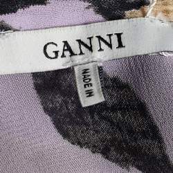 Pre Owned Ganni Lilac Crepe Georgette Carlton Maxi Dress L