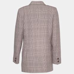 Ganni Pink Plaid Hewitt Double Breasted Cady Blazer XS