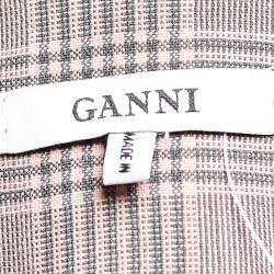 Ganni Pink Plaid Hewitt Double Breasted Cady Blazer XS