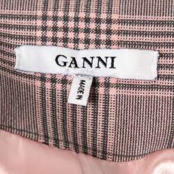 Ganni Pink & Silver Checkered Print Crepe Hewitt Blazer XS
