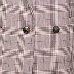 Ganni Pink & Silver Checkered Print Crepe Hewitt Blazer XS